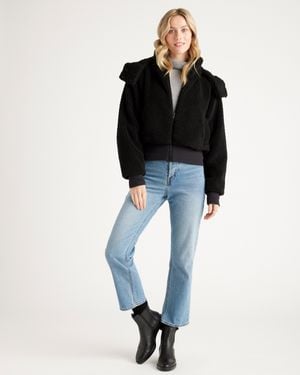 Quince Hooded Sherpa Jacket, 100% Polyester - Black