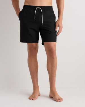 Quince Seersucker Swim Trunks 7 Inch - Black