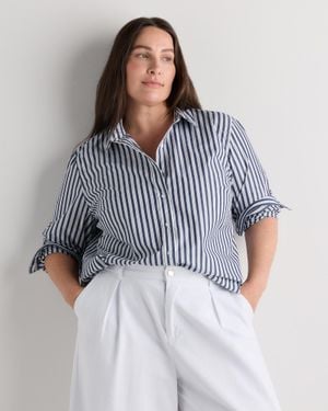 Quince Poplin Long Sleeve Shirt, Organic Cotton - Blue