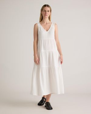 Quince Gauze Tiered Maxi Dress, Organic Cotton - Natural