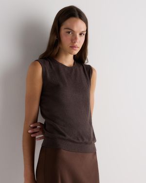 Quince Lightweight Cotton Cashmere Sweater Tank Top - Brown