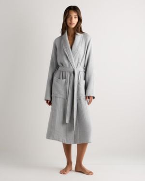 Quince Soft Layered Turkish Cotton Robe - Gray