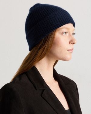 Quince Mongolian Cashmere Ribbed Beanie - Black