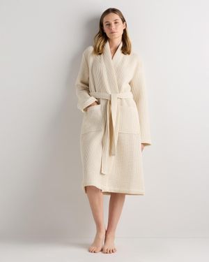 Quince Organic Turkish Waffle Robe, Cotton - Natural