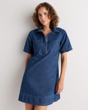 Quince Organic Denim Polo Mini Dress, Cotton - Blue