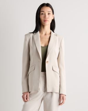 Quince Stretch Crepe Cinched Waist Blazer, Recycled Polyester - Natural
