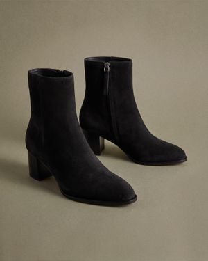 Quince Italian Leather Heeled Ankle Boot - Black