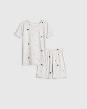 Quince Bamboo Short Sleeve And Shorts Pajama Set - White