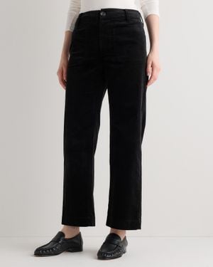 Quince Stretch Velvet Patch Pocket Wide Leg Pants, Viscose - Black