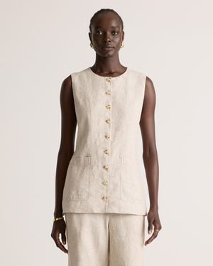 Quince 100% European Linen Longline Vest - Natural
