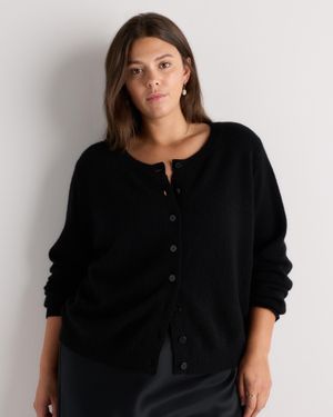 Quince Mongolian Cashmere Cropped Crew Cardigan - Black