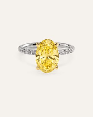 Quince 14K Lab Grown Diamond Oval Pave Engagement Ring 3Ct - Metallic