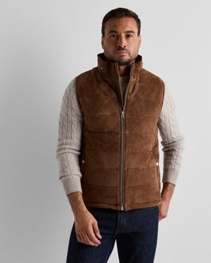 Quince 100% Suede Puffer Vest, Leather - Brown