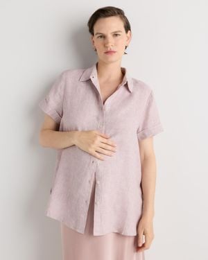Quince 100% European Linen Maternity Camp Shirt - Multicolor