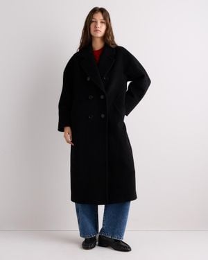 Quince Wool Cashmere Double-Breasted Belted Long Coat - Black