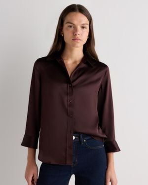 Quince Three-Quarter Sleeve Shirt, Mulberry Silk - Brown