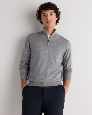 Quince Worsted Merino Wool Quarter Zip Sweater - Gray