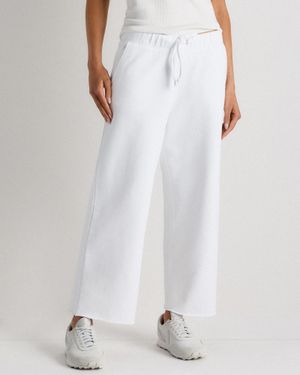 Quince Organic French Terry Cropped Wide Leg Pants, Organic Cotton - White