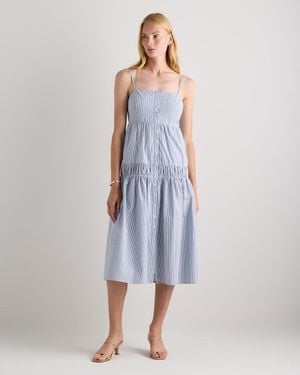 Quince Poplin Spaghetti Strap Maxi Dress, Organic Cotton - Blue
