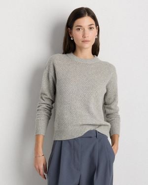 Quince 100% Yak Wool Diamond Stitch Crew - Gray