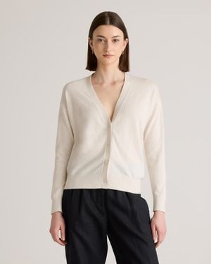 Quince Lightweight Cotton Cashmere Cardigan, Organic Cotton - Natural