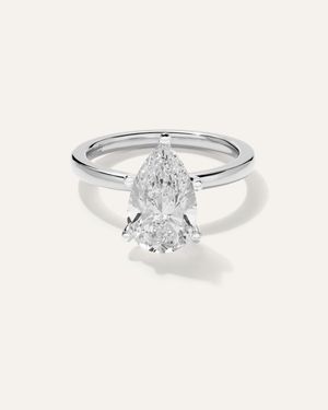 Quince Lab Grown Diamond Pear Comfort Fit Engagement Ring 3Ct - Metallic