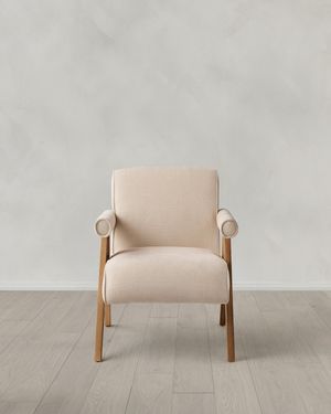 Quince Solid Wood And Performance Chenille V-Leg Chair, Polyester - Natural