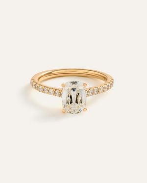 Quince Lab Grown Diamond Antique Cushion Pave Trellis Cathedral Engagement Ring 1.5Ct - Natural