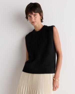 Quince 100% Yak Crewneck Sweater Vest - Black