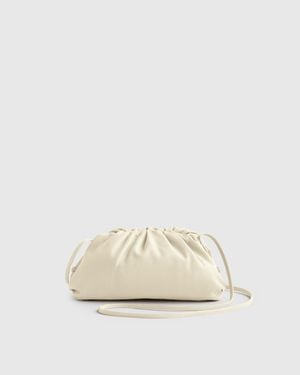 Quince Italian Leather Pouch Crossbody Clutch - Natural