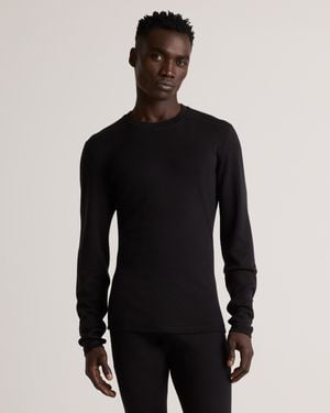Quince 100% Merino Wool Cold Weather Base Layer Crew, Merino/Cotton - Black