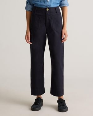 Quince Organic Stretch Cotton Chino Cropped Wide Leg Pants, Organic Cotton - Blue