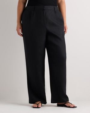 Quince 100% European Linen Pleated Trouser - Black