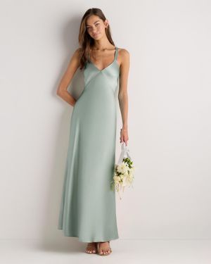 Quince Bianca Stretch Satin Dress, Recycled Polyester - White