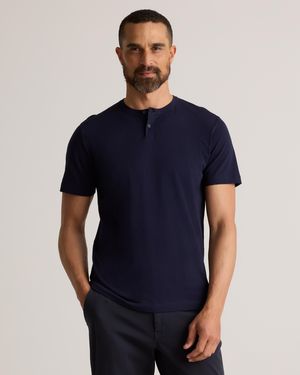Quince 100% Pima Cotton Luxe Touch Henley, Organic Cotton - Blue