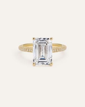 Quince Lab Grown Diamond Emerald Pave Cathedral Engagement Ring 5Ct - White