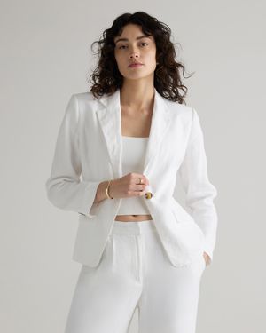 Quince 100% European Linen Structured Blazer - White