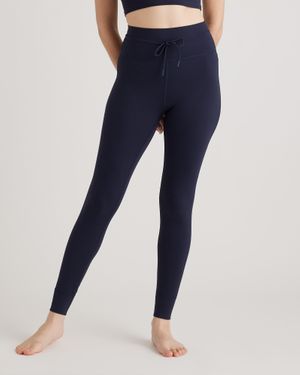 Quince Ultra-Form Tie Waist High-Rise Legging, Nylon/Spandex - Blue