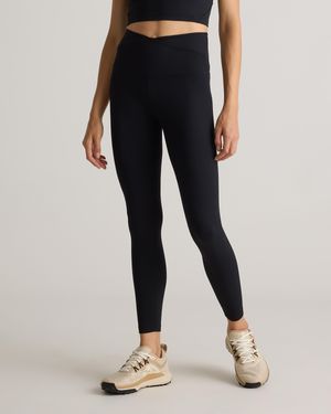 Quince Ultra-Form High-Rise Crossover Legging, Nylon/Spandex - Black