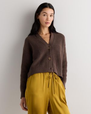 Quince Fisherman Boxy Cropped Cardigan, Organic Cotton - Multicolor