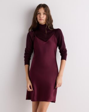 Quince Mini Slip Dress, Silk - Purple