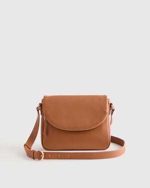 Quince Italian Leather Foldover Crossbody - Brown