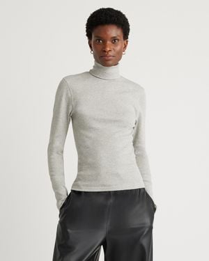 Quince Micro-Rib Turtleneck, Organic Cotton - White