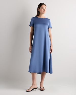 Quince Washable Stretch Silk Voluminous Maxi Dress - Blue