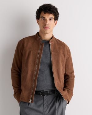 Quince 100% Suede Café Racer Jacket, Leather - Brown