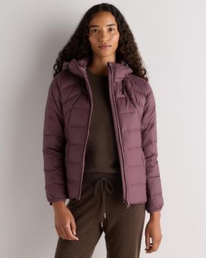 Quince Lightweight Down Packable Puffer Hooded Jacket, Recycled Polyester - Purple