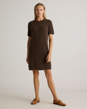Quince Mongolian Cashmere Short Sleeve Mini Dress - Brown
