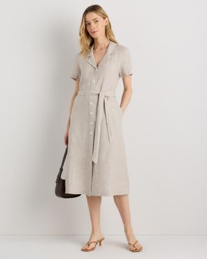Quince 100% European Linen Button Front Dress - Natural