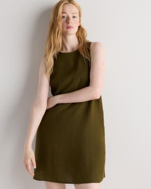 Quince 100% European Linen Tank Top Mini Dress - Green