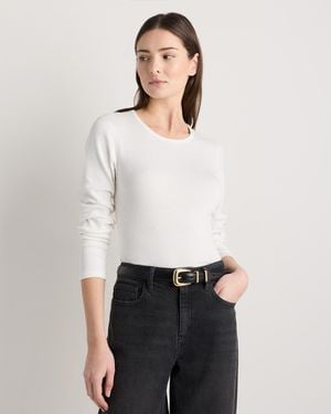Quince Micro-Rib Long Sleeve Tee, Organic Cotton - White